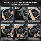 Steering Wheel Cover for Car, Standard Size 14.5-15 inch, Auto Interior Accessories, Black and Pastel Green
