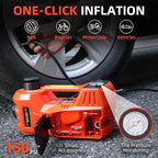 Electric Car Jack 5 Ton 12V Floor Jack Hydraulic Jack Stand Car Lift Jack with Integrated Tire Pump for SUV Truck Sedan Vehicle Roadside Emergency Tire Change