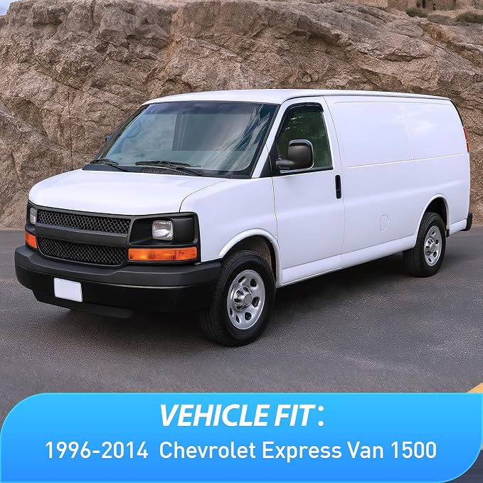 Tape-On Rain Guards for Chevrolet Chevy Express Van 1500 1996-2014 2010 2011 2012 2013 1014, Window Visors Vent Wind Deflectors-2PCS