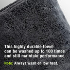 Mega Car Drying Towel - Holds Up to 9 lbs, No Streaks, Scratches, or Water Spots | 1200 GSM Microfiber Double Twist Pile & Edgeless Design, 1 Quick & Effortless Dry, 2 Pack - 24” x 36”
