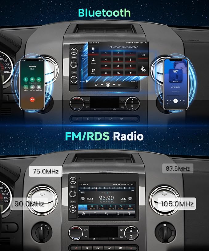 8Core 4G 64G Radio for Ford F150 F250 F350 Fusion Edge Explorer Expedition Car Stereo,7inch 1080P HD IPS Touchscreen,5.0 Bluetooth,Wireless Carplay Android Auto,DSP GPS WiFi FM/RDS AHD Backup Camera