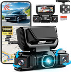 360 Degree View 4 Channel Dash Cam 5G WiFi & APP Control, 2K Front and Rear Inside, Left Right Dash Camera for Cars Free 64GB TF Card, G-Sensor, Night Vision, 24H Parking Mode