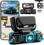 360 Degree View 4 Channel Dash Cam 5G WiFi & APP Control, 2K Front and Rear Inside, Left Right Dash Camera for Cars Free 64GB TF Card, G-Sensor, Night Vision, 24H Parking Mode (3.01 inches)