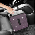 Bling Car Trash Can with Rhinestone,Foldable Car Garbage Can for in-Vehicle Waste Disposal,Multipurpose Hanging Back Seat Organizer & Decorations Fit for Most Cars Trucks (Pink)