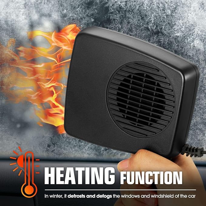 12V 170W Portable Car Heater, 2 in 1 Heating & Cooling, Electric Car Heaters Defroster with Plugs in Cigarette Lighter, fit The car of Fuse ≥ 15A, Fast Heating Defroster, 360° Rotation