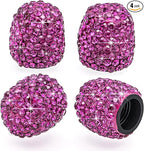 4PCS Bling Crystal Diamond Tire Stem Valve Caps, Dustproof Car Wheel Tire Valve Caps Universal Tire Valve Stem Covers for Cars, SUV, Trucks, Bikes, Motorcycles, Bicycles (Magenta)