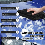 30 Pcs 16 x 16 Inch Edgeless Microfiber Plush Towels for Cars Detailing Drying Wash Polishing Absorbent Cleaning Cloths, 500 GSM (Black)
