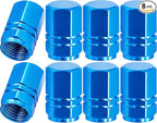 8PCS Tire Valve Stem Caps, with Rubber O-Ring, Corrosion Resistant Leak-Proof, Aluminum Alloy Universal Wheel Valve Covers for Cars, SUV, Trucks, Bikes, Motorcycles, Bicycles(Light Blue)