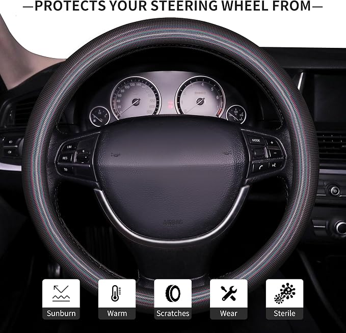 Bling Steering Wheel Cover, Bling Crystal Rhinestone Car Steering Cover Universal 14.2-15.3 inch Glitter Car Wheel Cover Sparkling Accessories （Black）