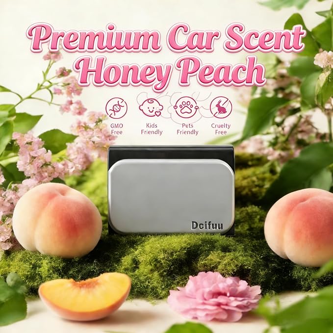 Stone Air Freshener - Car Odor Eliminator - Long Lasting Scent - Car Scent - VISOR CLIP INCLUDED (Honey Peach)