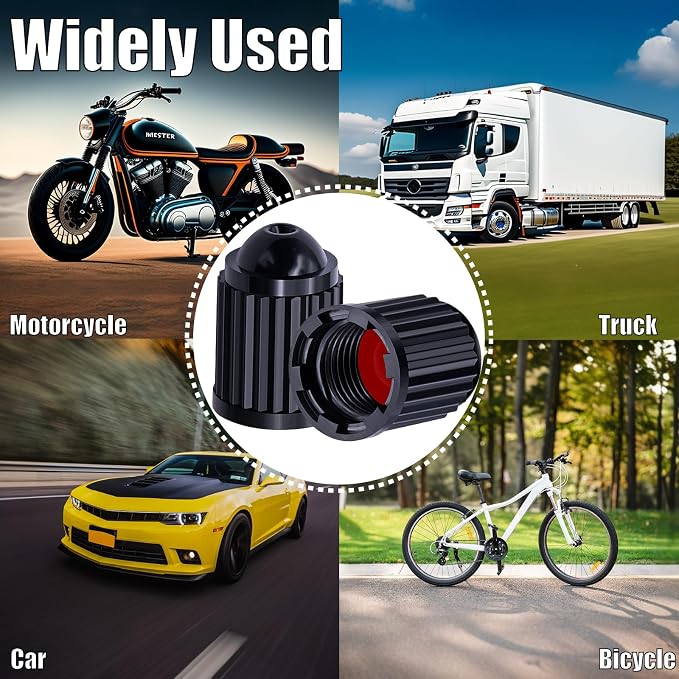 15PCS Plastic TPMS Tire Valve Stem Caps, with O Rubber Ring, Airtight Seal Heavy Duty Dustproof Tire Valve Stem Covers for Cars, SUV, Trucks, Bikes, Motorcycles, Bicycles(Black)