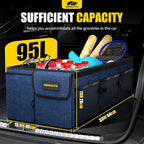 Car Trunk Organizer - 95L Collapsible Trunk Organizer with Lid, Sturdy Car Storage for SUV Auto Truck Van with Adjustable Straps and Non Slip Bottom (Blue, XX-Large)
