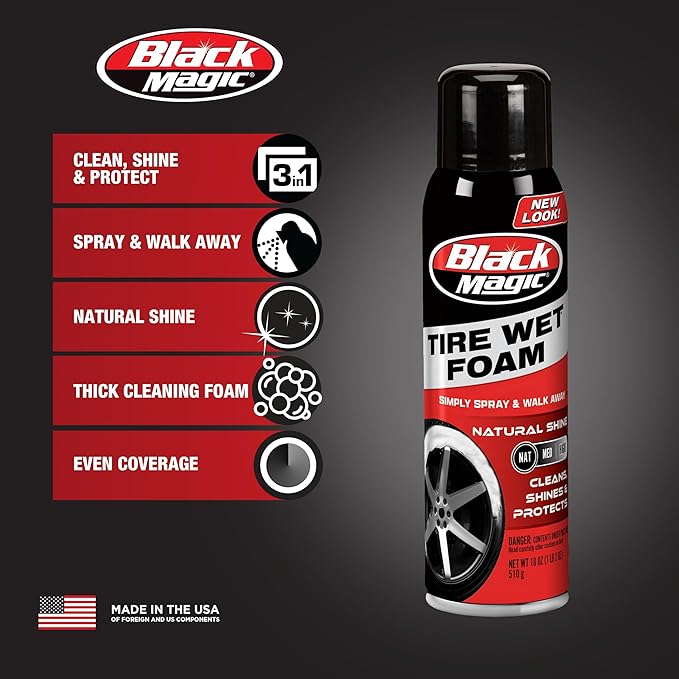 120269 Tire Wet Foam - Specially Formulated Thick Tire Spray Foam Clings to Tires to Dissolve & Clean Dirt while Shining & Protecting, 18 Fl. Oz. (Pack of 2)