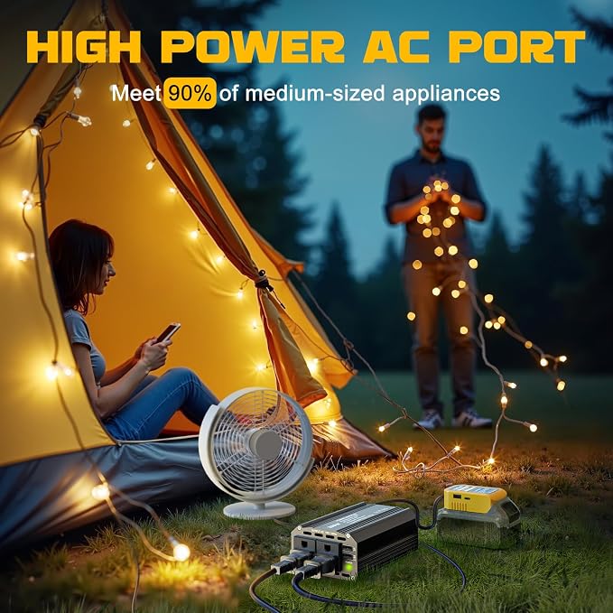 VoLtTech 300W Power Inverter 18V to 110V Compatible with Dewalt 20V, Battery Inverter DC Charger Adapter with 2 AC Outlet & 2 USB Port for Vehicles, Laptop, Computer, Phone, Fan(No Battery)(2 Pack)