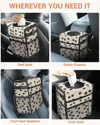 Car Trash Can with Lid, Leakproof Car Trash Bag Hanging Waterproof Automotive Garbage Can with Storage Pockets Mini Vehicle Trash Bin for Back/Front Seat(Black Flower,2.5 Gallon)