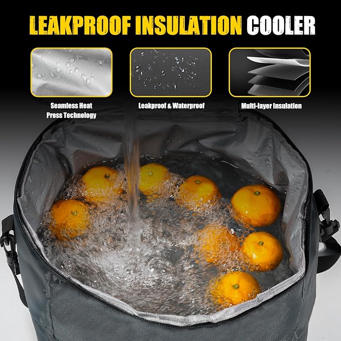 Car Trunk Organizer with Cooler, 100L, Premium Material, Gray | Collapsible Heavy Duty Large Car Organizer, Sturdy Trunk Storage for SUV with Adjustable Straps and Non Slip Bottom