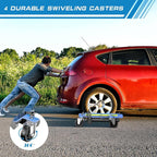 Car Dolly Set of 2,Capacity 1500LBS Hydraulic Car Wheel Dolly Jack with Foot Pedal and Steel Rollers,Wheel Dolly Jack with Unique Reflective Tape,for Tire Repairing,Vehicle Moving