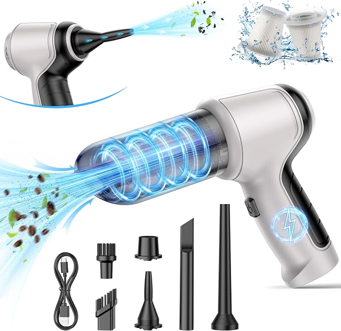 Car Vacuum Cleaner, 15000Pa Handheld Cordless Rechargeable Wet & Dry Vacuum, 120W High Power for Car, Pet, Office Cleaning, Washable HEPA Filter, Multi-Nozzles | 15000Pa suction with blower mode for pet hair, car interiors, keyboards and daily cleanups