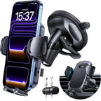 [Military-Grade Anti-Shake & 360° Rotatable Suction] 2026 Upgraded Car Phone Holder Mount【90+LBS Safest Strongest & Patent Certs】Dashboard Windshield Vent for iPhone 17 16 Pro Max Samsung,Matt Black