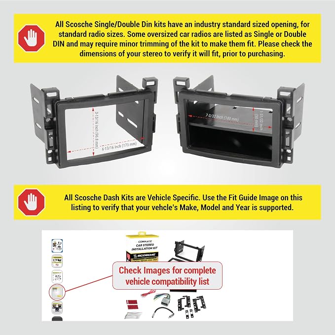 ICGM12BN Double DIN Radio Install Dash Kit Compatible with Select 2004-09 Non-Amplified Chevrolet and Pontiac Vehicles - Complete Car Stereo Installation Kit - See Vehicle Fit Guide in Images