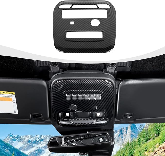 for Bronco Front Reading Light Panel Trim Cover Compatible with 2021-2025 Ford Bronco Carbon Fiber Interior Accessories 2-Door 4-Door (with AUX Switches)
