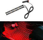 Car LED Strip Light, 24 LED RGB Neon Auto Interior Atmosphere Lights, 12V Cigarette Lighter Under Dash Ambient Night Light, Auto Decorative Lamp Accessory for Car Truck (Red, Cigar Lighter)