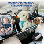 Dog Car Seat for Large Medium Dogs, Back Seat Extender for Pets with Hard Bottom, Waterproof Dog Seat Cover with 3 Mesh Windows, Removable Fleece Mat for Cars SUVs Trucks