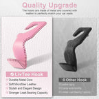 Headrest Hook for Car, Back Seat Organizer Pink Leather Hanger Holder Hook, Interior Car Accessories for Hanging Purses Bags Coats, 2 Pack