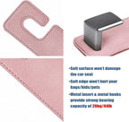Car Seat Back Hook Universal Auto Storage Hanger Suede with Metal Car Seat Organizer for Handbag Purse Coat Umbrellas Grocery Bags 2 Pack Pink