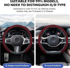 Frani Nappa Leather Steering Wheel Cover,Universal Fit 15 Inch-Premium Non-Slip Breathable Comfort Grip for Cars Trucks SUVs,Anti-Slip Durable Interior Upgrade Wine Red