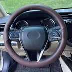 Steering Wheel Cover Universal Standard Size 14.5-15 inch, Breathable Microfiber Leather, Anti-Slip, Non-Folding Packaging, Fits Most Cars SUVs Trucks, Brown