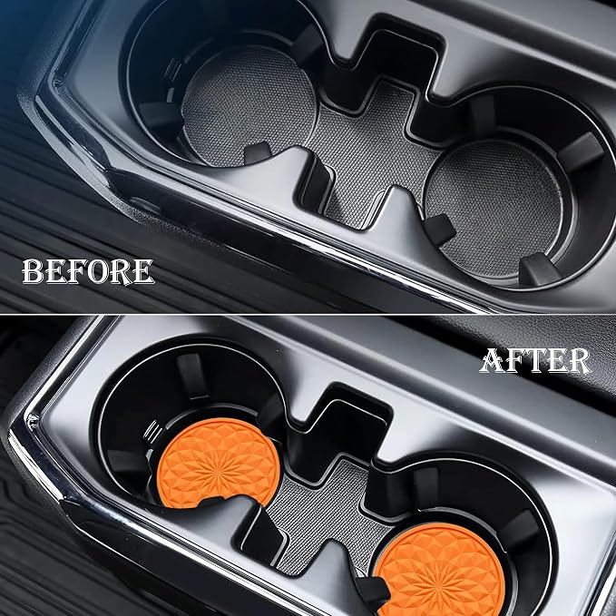 2 Pack Silicone Car Cup Holder Coaster – 2.75 Inch Non-Slip Drink Mat, Universal Fit for Most Vehicles – Cute & Functional Auto Accessories (Orange)
