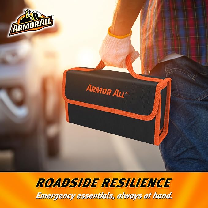 3pc Roadside Car Emergency Kit - Storage Bag, 12 Gauge 6.5 Ft Battery Cable, Flashlight, Roadside Assistance, Car Emergency Roadside Kit - Safety Kits for Cars