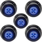 RV Flush Mount Speaker | Exterior 5.25" Black Wavy Blue LED | Waterproof (5 Pack)