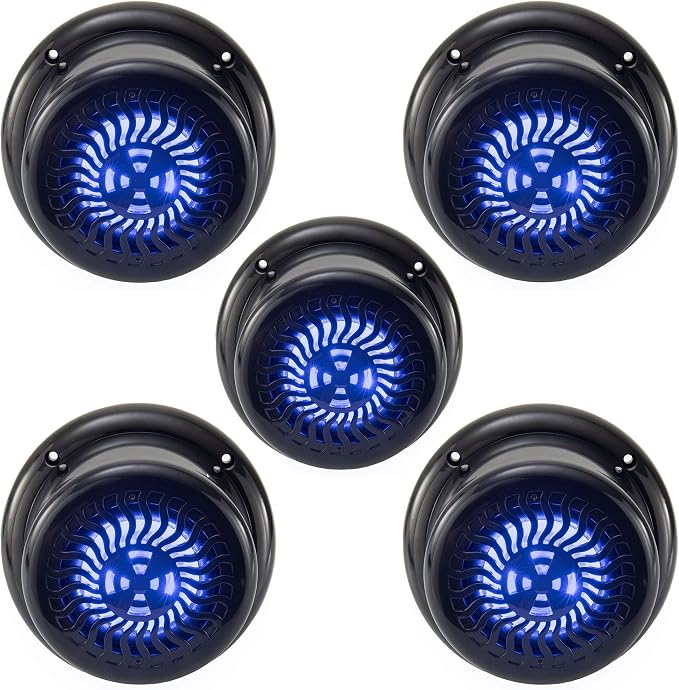 RV Flush Mount Speaker | Exterior 5.25" Black Wavy Blue LED | Waterproof (5 Pack)