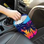 Car Garbage Bag Blue Palm Trees at Sunset Mini Car Trash Bin Portable Collapsible Waterproof Rubbish Bag for Car Accessories Back Front Seat Cup Holder