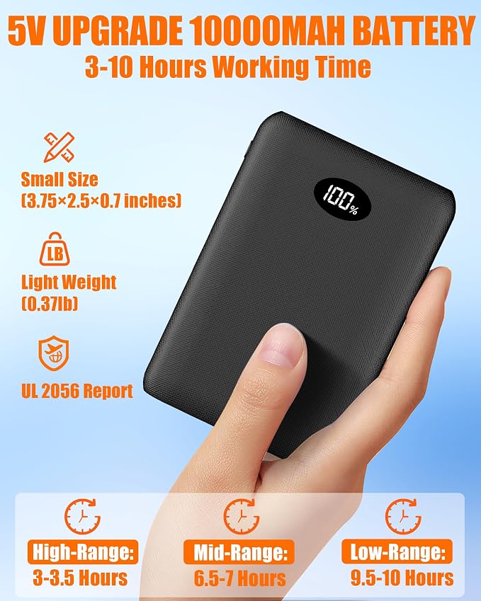 10000mAh Heated Seat Cushion Battery Operated - Foldable Portable USB Rechargeable Heating Seat Cushion for Office, Bleacher, Stadium