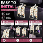 Car Seat Back Storage Hook, Funny Car Purse Hook, Cute Vehicle Storage Organizer for Purses Handbags Orange Floral Dragonfly