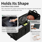 1680D Trunk Organizer with Lid, Extra-Large 114L Collapsible Cargo Organizer for SUVs, Trucks & Large Cargo Areas, Rigid PP Panels, 800D x 800D Weave, Water-Repellent, Anti-Sag Design