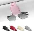 Sunglasses Holder for Car, Leather Magnetic Buckle Sun Visor Sunglass Clip, Ticket Card Storage Glasses Clip, Car Interior Accessories for Men and Women（Pink）