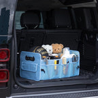 Car Trunk Organizers and Storage Collapsible Multi Compartment Container Box, Adjustable Car Accessories for SUV Sedan Truck, Large Size, Light Blue