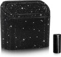 Bling Car Trash Can with Lid, Mini Vehicle Garbage Organizer Storage Bin Dustbin, Sparkling Crystal Rhinestone Holder Container with 30pcs Garbage Bags Car Accessories