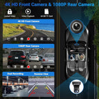 Wireless Apple Carplay Screen for Car with 4K Dash Cam, 10.26" Portable Apple Carplay & Android Auto, HD Touchscren with 1080p Backup Camera, Mirror Link/Voice Control/Music Play/GPS Navigation