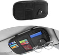 Car Sun Visor Organizer, Sunglass Holder and Storage Pocket, Card Cash Pouch with Multi-Pocket Net Zipper, Case Bag for License Pen Key, Auto Accessories for Truck, SUV, Van (Black)