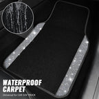 Bling Diamond Leather Steering Wheel Cover 14.5in-15in Floor Mats Shining Rhinestone Carpet Sparkly Glitter Crystal Anti-Slip Pad Fit Automotive SUV Pickup Truck Girl Women, 5pcs Black Sliver