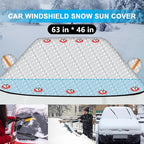 Car Windshield Snow Ice Cover with Side Mirror and Elastic Hook, 9 Magnetic Automotive Windshield Snow Frost Cover, Foldable Car Windshield Sun Shade for Most Cars, SUV/Truck/Pickup/MPV(63"x46"Inch)