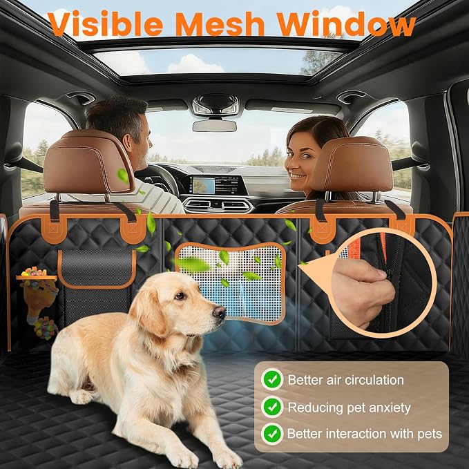 Dog Seat Cover for Back Seat, Hard Bottom Car Seat Cover for Dogs | Back Seat Extender Holds 500 lbs, Waterproof Back Seat Pet Cover for Dogs, Dog Hammock Travel Accessories for Car,SUV,Truck