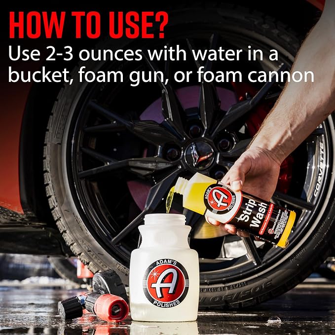 Adam's Polishes Strip Car Wash Soap (Gallon) - Sealant & Car Wax Remover Shampoo Salt Remover, Presoak, & Acidic Wash | Thick Suds For Use In Car Cleaning Kit, Foam Cannon, Foam Gun