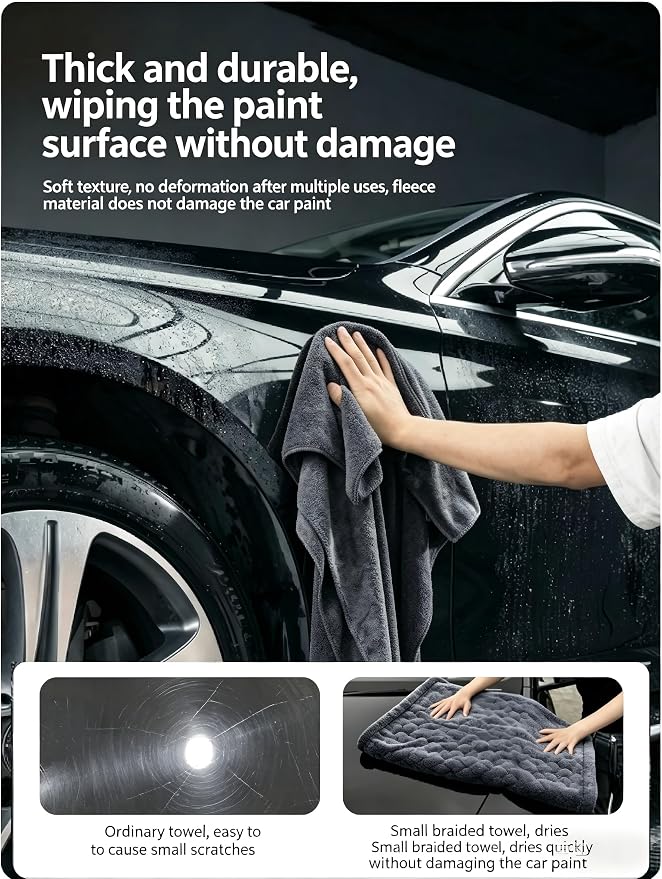 Microfiber Towels for Cars, 1200 GSM Car Drying Towels, 24 x 36 in Thick Plush Auto Detailing Towels, Ultra Absorbent Edgeless Car Wash Towels, Lint-Free, Charcoal Grey, 2 Pack
