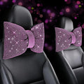 4 PCS Bling Car Pillows,Rhinestones Bowknot Car Headrest Pillow,Car Neck Pillow for Driver Relax Necksupport,Sleeping Travel Support Neck Pillow,Shiny Diamond Interior Accessories for Women,Pink